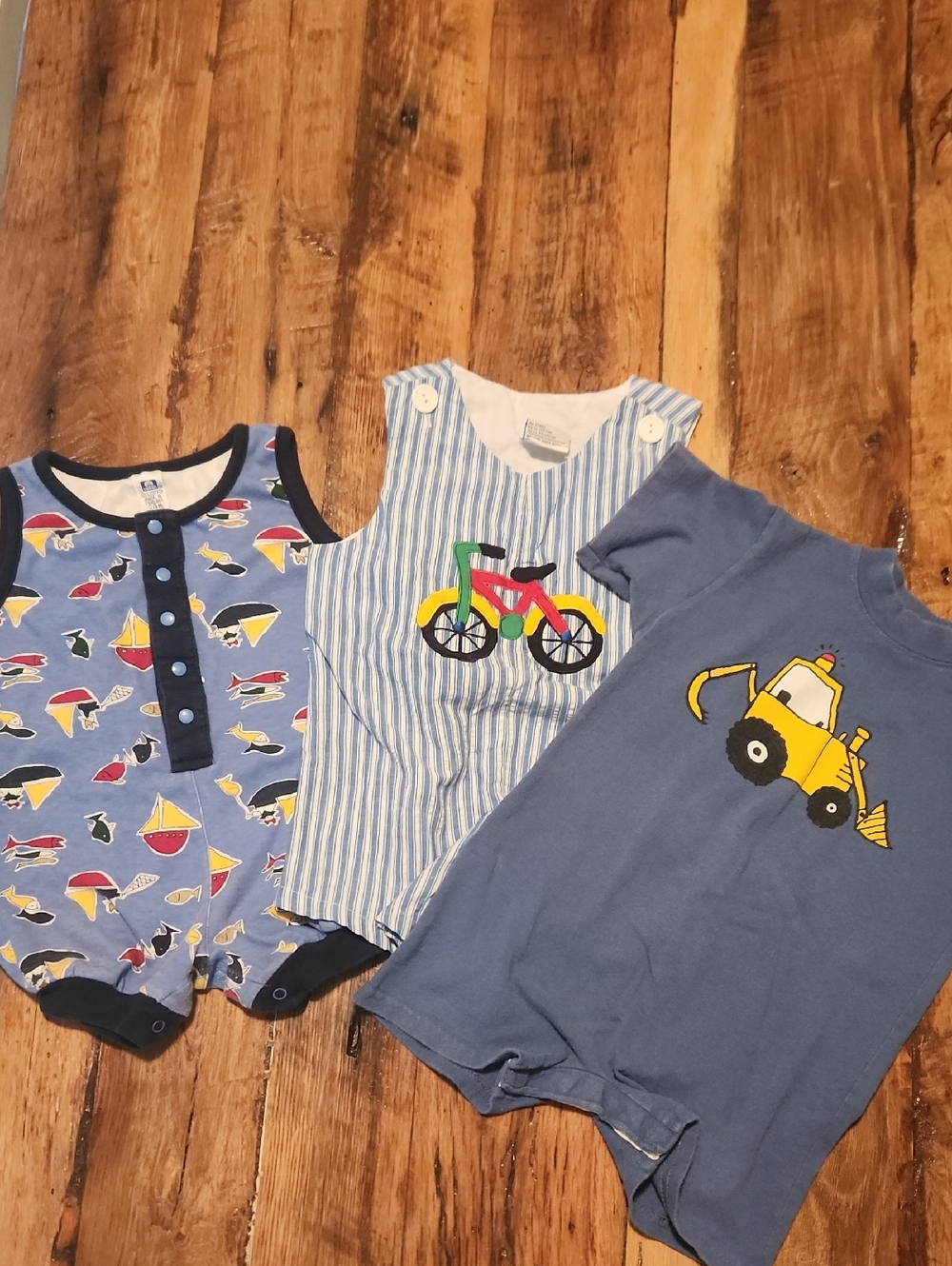 3 Toddler Rompers Blue & White Boys One-Piece Rompers Set